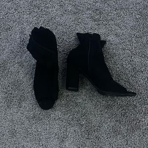 black high heel boot open toed